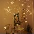 3 5m Star  Moon  Curtain  Light Battery Powered Led Waterproof Decorative Light String For Indoor Outdoor Bedroom Kitchens Terraces Warm color