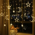 3 5m Star  Moon  Curtain  Light Battery Powered Led Waterproof Decorative Light String For Indoor Outdoor Bedroom Kitchens Terraces Warm color
