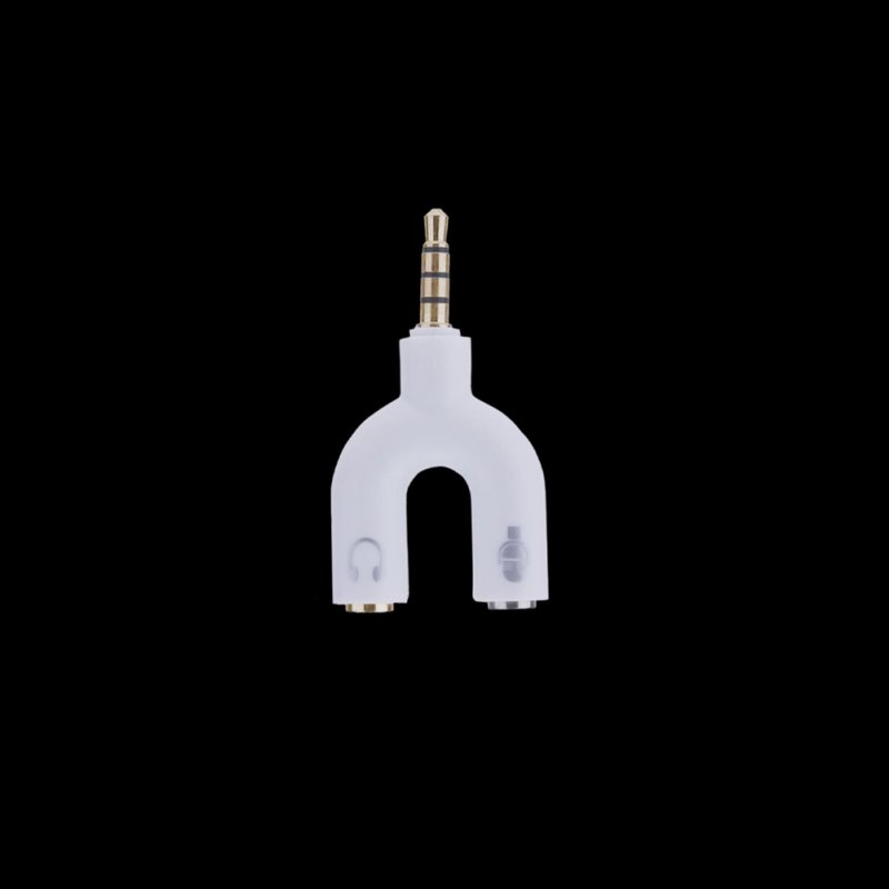 3.5mm Audio Adapter 1-to-2 Audio Adapter U-shaped Converter Mobile Headset Splitter White