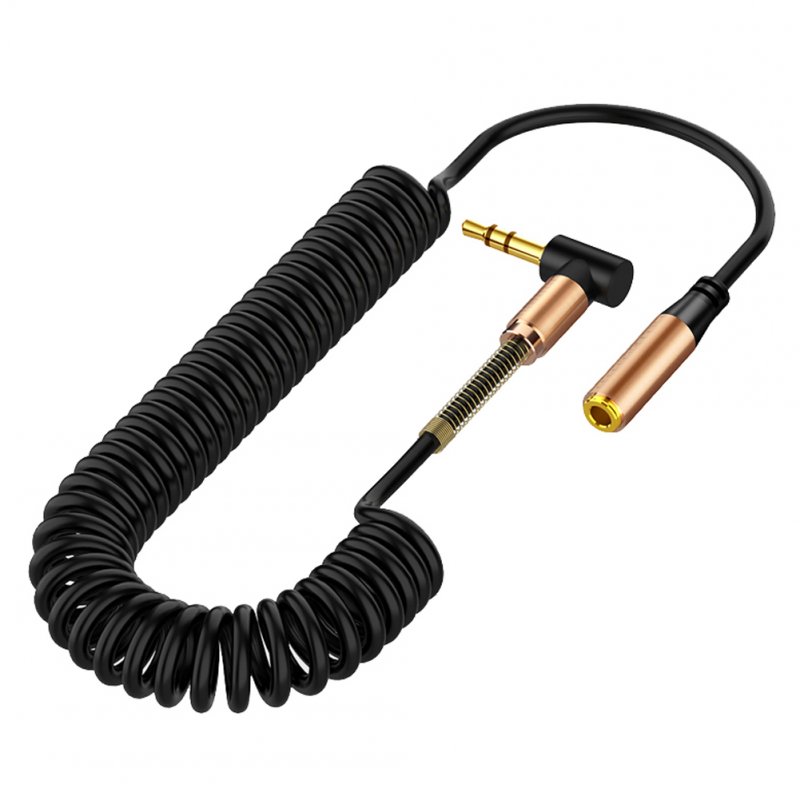 3.5mm Audio Cable Male to Female AUX Extension Wire Elbow Spring Retractable Audio Speaker Telescopic Cable HIFI Sound Quality black