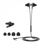 3.5mm Earphone 90 Degrees Elbow Plug-in Volume Wire Control Gaming Headset In-ear Subwoofer Music Earbuds black