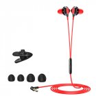 3.5mm Earphone 90 Degrees Elbow Plug-in Volume Wire Control Gaming Headset In-ear Subwoofer Music Earbuds red
