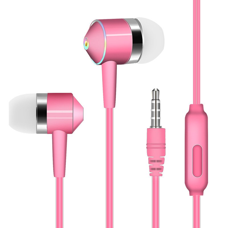 3.5mm Earphone In-ear Stereo 1.2m Wired Headset with Mic Compatibility Smartphones  Pink