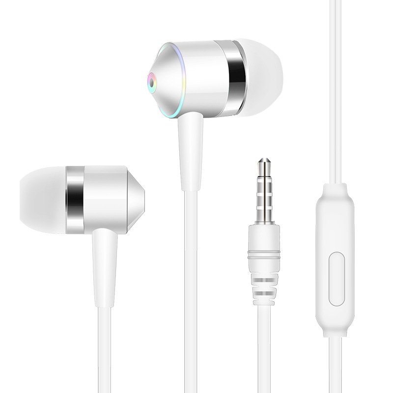 3.5mm Earphone In-ear Stereo 1.2m Wired Headset with Mic Compatibility Smartphones  white