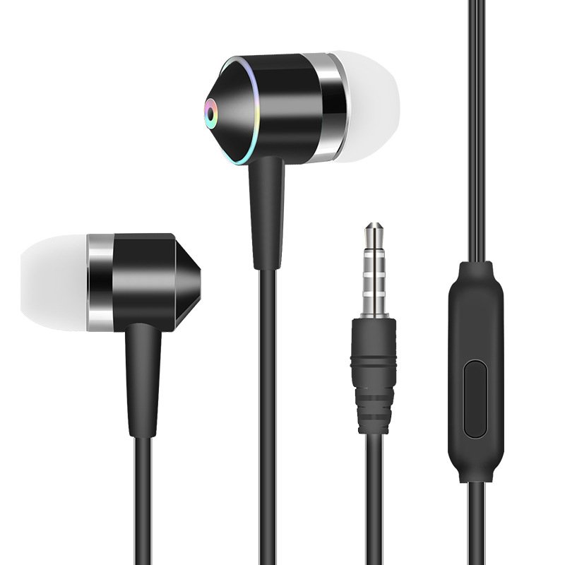 3.5mm Earphone In-ear Stereo 1.2m Wired Headset with Mic Compatibility Smartphones  black