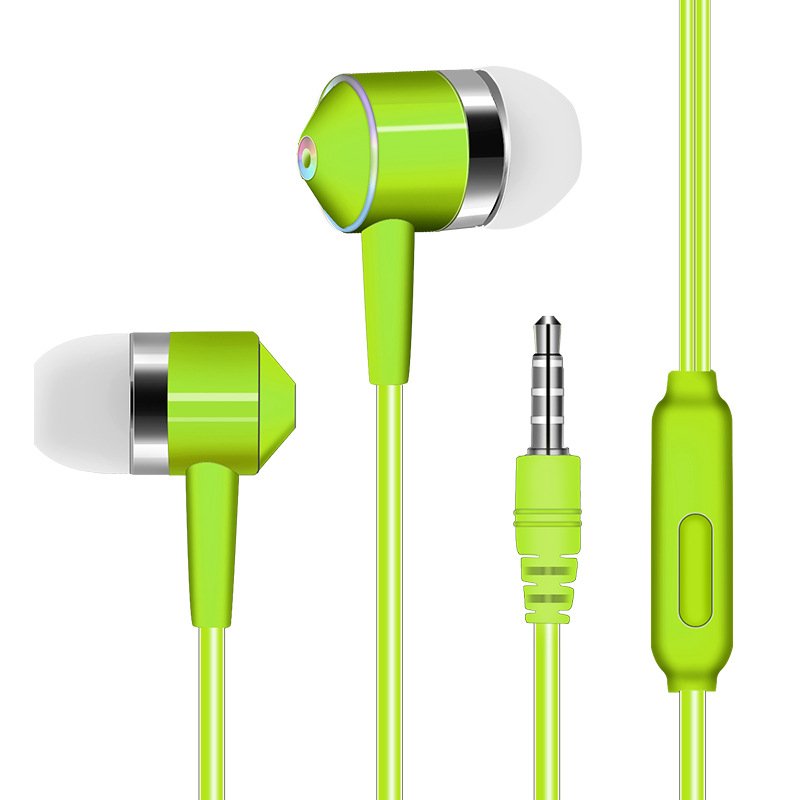 3.5mm Earphone In-ear Stereo 1.2m Wired Headset with Mic Compatibility Smartphones  green