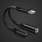 3.5mm Headphone Jack Type-C USB C Audio Adapter Earphone to Type C Charge Listen for USB-C Phone Without 3.5MM for Huawei <span style='color:#F7840C'>Xiaomi</span> black