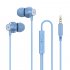 3 5mm In ear Wire controlled Earphone Copper Driver Hifi Subwoofer Music Headset Comfortable Sport Headphones blue