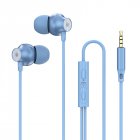 3.5mm In-ear Wire-controlled Earphone Copper Driver Hifi Subwoofer Music Headset Comfortable Sport Headphones blue