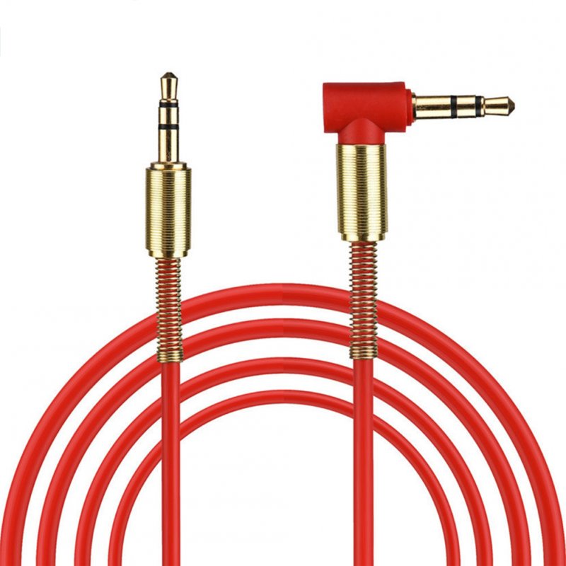3.5mm Jack Audio Cable TPE Male to Male 90° Aux Cable 1m/3.28 inch red
