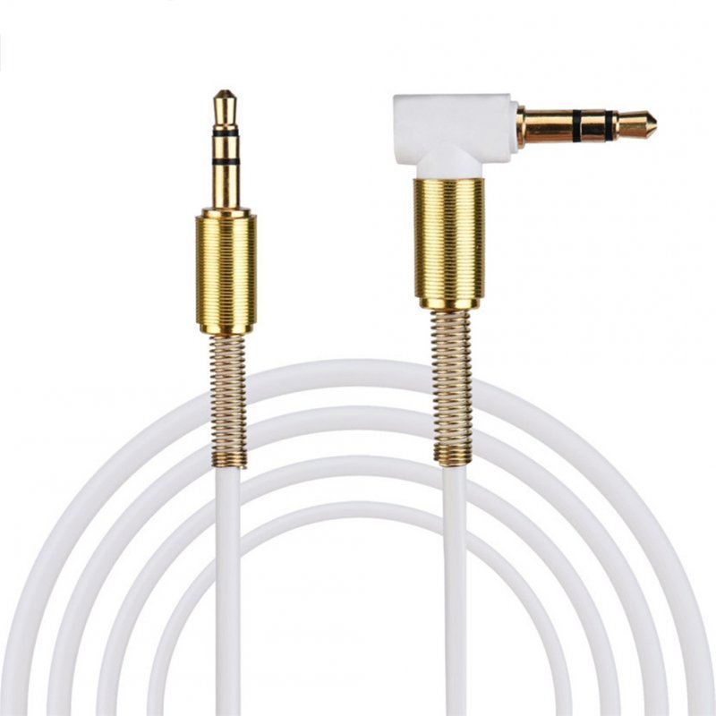 3.5mm Jack Audio Cable TPE Male to Male 90° Aux Cable 1m/3.28 inch white