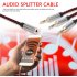 3 5mm Jack Audio Distributor Cable Adapter 1 Female to 3 Male Aux Extension Cord for Telephone Headset Speakers red
