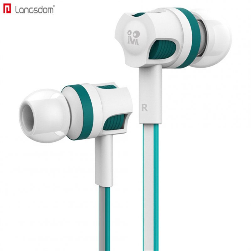 3.5mm Stereo Gaming Headset Volume Control Noise Canceling Sport Headphones Compatible For Langsdom Jm26 white cyan