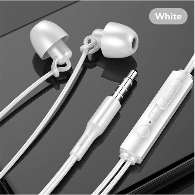 3.5mm Universal Sleep Headphones Soft Silicone Soundproof Noise-proof Headphones Sports Music Earphones white