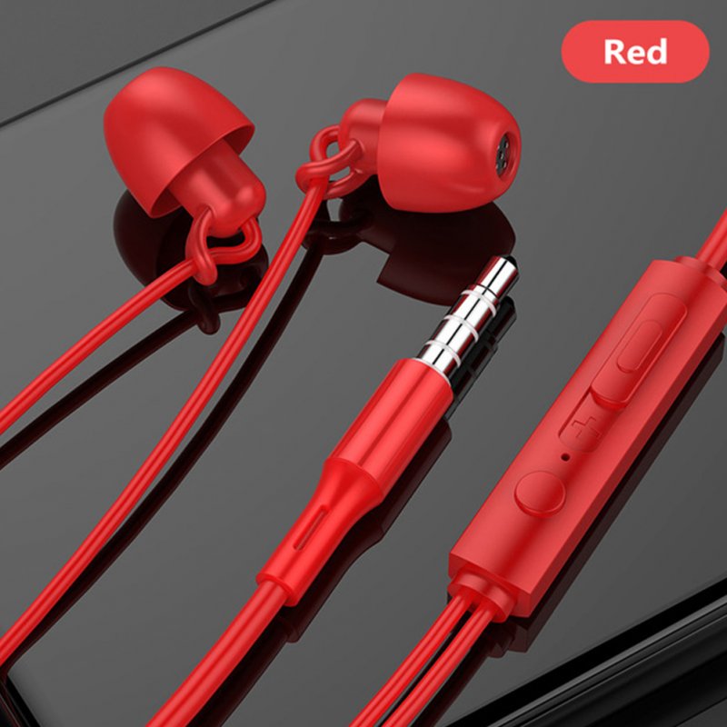 3.5mm Universal Sleep Headphones Soft Silicone Soundproof Noise-proof Headphones Sports Music Earphones red