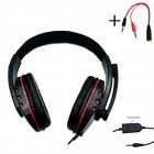 3.5mm Wired Gaming  Headset With Adjustable Microphone Volume Controller Noise Cancelling Headphones Compatible For Pc Gaming Black red + transfer wire
