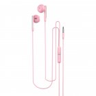 3.5mm Wired In-line Earphones Subwoofer Headphones Semi-in-ear Earbuds With Microphone Calling Headset pink