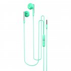 3.5mm Wired In-line Earphones Subwoofer Headphones Semi-in-ear Earbuds With Microphone Calling Headset green