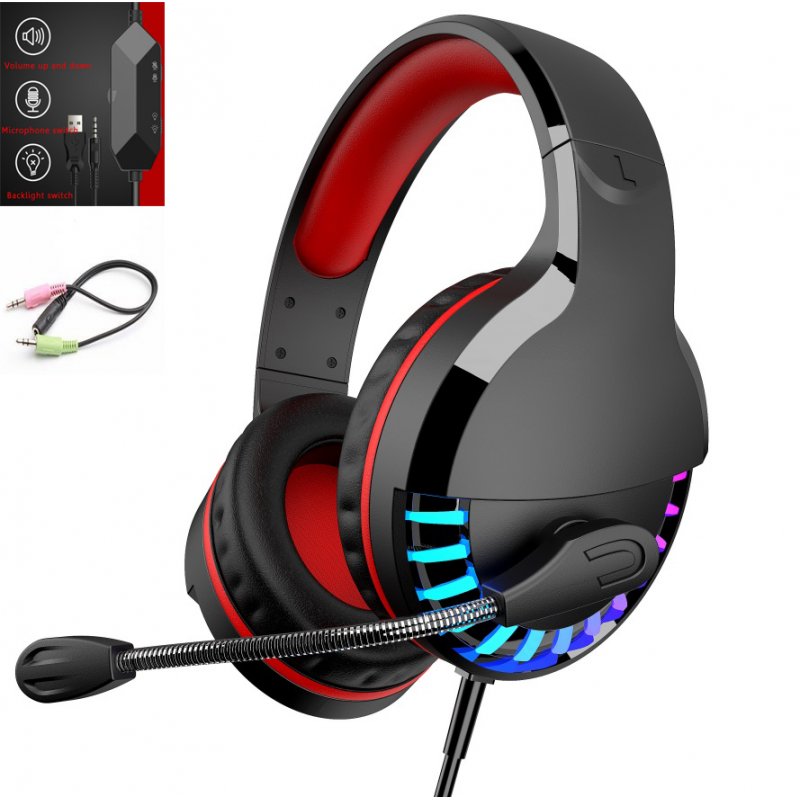 3. 5mm+usb Gaming  Headset Headphone Surround Sound Stereo Game Wired Colorful LED Earphone With Hd Microphone black