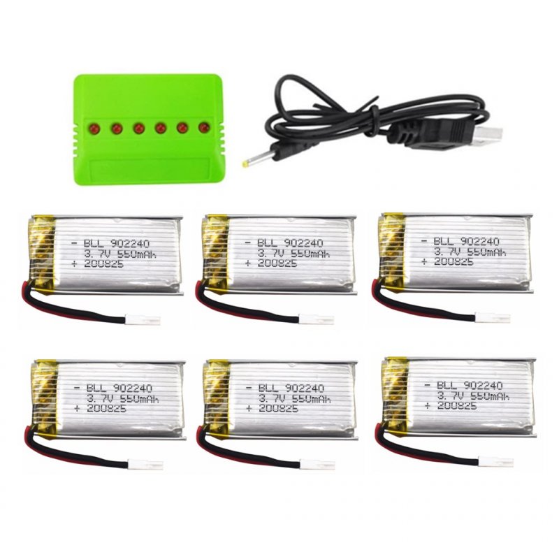 3.7V 550mah lithium battery for SP300 ZF04 gesture sensing quadcopter drone battery 6pcs+charger