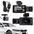 3 Channel Car Dash Cam  1080P Built In WiFi Dash Camera Front Inside Rear  Motion Detection  Loop Recording  3  Screen Infrared Night Fill Light black