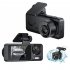 3 Channel Car Dash Cam  F2 0 1080P Full High Definition Dash Camera Front Inside Rear  140 Degree Wide Angle  Motion Detection  Loop Recording black