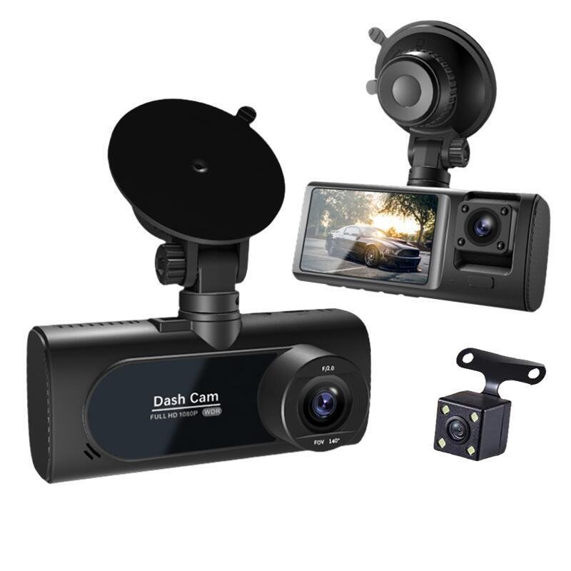 3 Channel Dash Cam Camera, Front Inside and Rear Camera WiFi Camcorder Camera