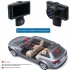 3 Channel Dash Cam Front Rear Inside 1080p Full High Definition Wide Angle Dashboard Camera Ir Night Vision Black