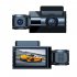 3 Channel Dash Cam Front Rear Inside 1080p Car Camera Parking Monitor Front Windshield Mounting Black
