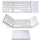 3-Fold- Keyboard Ultra Thin Light ABS Mini Wireless Bluetooth Keyboard Touchpad Windows Android white