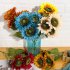 3 Heads Sunflower Artificial Flowers Bouquet Home Wedding Decor DIY Crafts blue 63cm