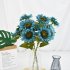 3 Heads Sunflower Artificial Flowers Bouquet Home Wedding Decor DIY Crafts blue 63cm