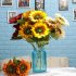 3 Heads Sunflower Artificial Flowers Bouquet Home Wedding Decor DIY Crafts yellow 63cm