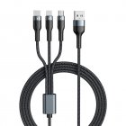3-IN-1 USB Cable Fast Charging Cable Multi Charging Cord USB Cord Adapter Braided Wire For Mobile Phone Tablet Laptop black