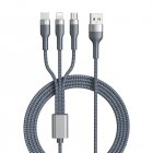 3-IN-1 USB Cable Fast Charging Cable Multi Charging Cord USB Cord Adapter Braided Wire For Mobile Phone Tablet Laptop silver