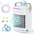 3 In 1 Evaporative Air Conditioner Fan Air Cooler With 4 Speeds Led Light 2 Cool Mist 2-8h Timer Cooling Fan White