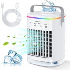 3 In 1 Evaporative Air Conditioner Fan Air Cooler With 4 Speeds Led Light 2 Cool Mist 2 8h Timer Cooling Fan White