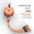 3 In 1 Fast Charging Cable Multi Port 3a Fast Charge Data Cable Retractable Compatible For Huawei Android white