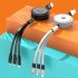 3 In 1 Fast Charging Cable Multi Port 3a Fast Charge Data Cable Retractable Compatible For Huawei Android white