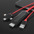 3 In 1 Hdmi compatible Converter  Adapter Usb c Cable For Iphone For Android To Tv Projector black