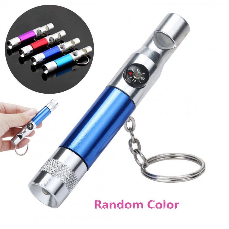 3-In-1 Keychain Flashlight Compass Whistle Camping Survival Hiking Tool Random Color_9.2*1.4*1.4cm
