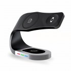 3 In 1 Magnetic Wireless Charging Station Multiple Devices Charger Dock Stand With USB Cable For Watch Earphones Smart Phones black