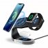 3 In 1 Magnetic Wireless Charging Station Multiple Devices Charger Dock Stand With USB Cable For Watch Earphones Smart Phones White