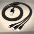 3 In 1 Multi function Data Line Mobile Mobile Phone Charging Cable One Dragging Three Braided Data Cable Black