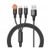 3 In 1 Multi function Data Line Mobile Mobile Phone Charging Cable One Dragging Three Braided Data Cable Blue