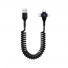 3 In 1 Retractable Usb Cable 6a 66w Fast Charging T type Spring Data Cable Compatible For Ios Android Type c black