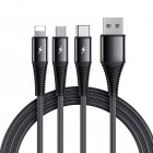 3 In 1 USB-C Charging Cable 66W Fast Charging Micro USB Data Cable Cord 1-2m Length Reliable Charging For All Your Devices 1.2 meters black 3A