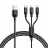 3 In 1 USB C Charging Cable 66W Fast Charging Micro USB Data Cable Cord 1 2m Length Reliable Charging For All Your Devices 1 2 meters black 3A