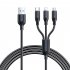 3 In 1 USB C Charging Cable 66W Fast Charging Micro USB Data Cable Cord 1 2m Length Reliable Charging For All Your Devices 1 2 meters black 3A
