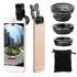 3 In 1 Wide Angle Micro Zoom Fisheye Lens Clip For Samsung Huawei Phone Camera Webcam Cover Case black